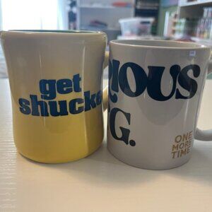 2 Broadway show mugs - purchased at shows - Shucked & Once Upon a One More Time